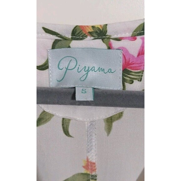 Piyama White Floral Wrap Front Tie Waist Romper Small S Sleepwear - Picture 7 of 7